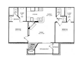 2 beds, 2 baths, 865 sqft, $1,225