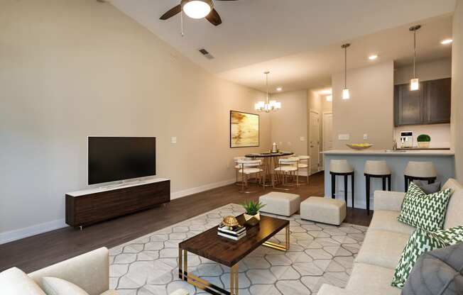 Elite Living Room at Emerald Creek Apartments, Greenville