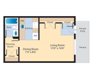 Studio, 1 bath, 432 sqft, $1,495