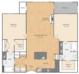 2 beds, 2 baths, 1,254 sqft, $2,895