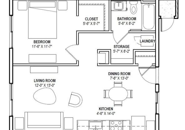 1 bed, 1 bath, 624 sqft, $1,299