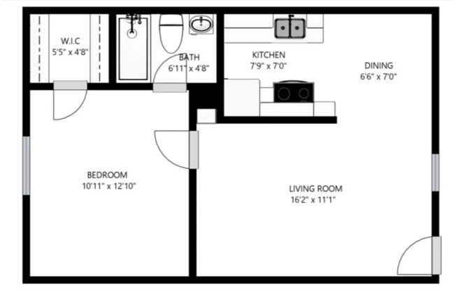 1 bed, 1 bath, 620 sqft, $999, Unit 201