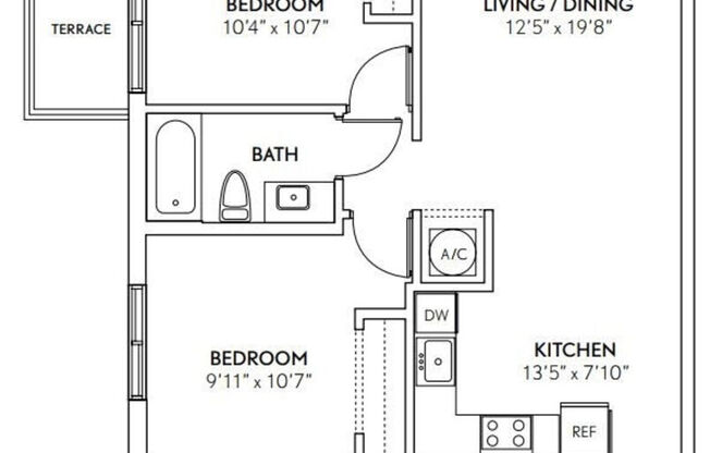 2 beds, 1 bath, 876 sqft, $3,048