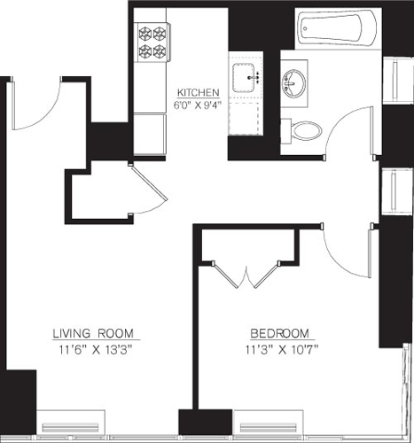 1 bed, 1 bath, 677 sqft, $4,351, Unit 22G