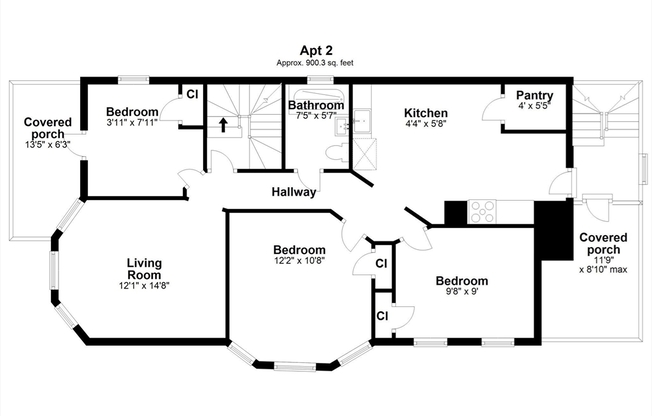 3 beds, 1 bath, 1,175 sqft, $3,100, Unit 2
