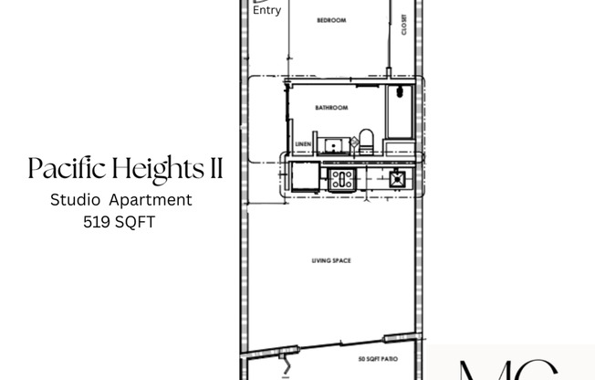 Studio, 1 bath, 519 sqft, $2,150, Unit 102
