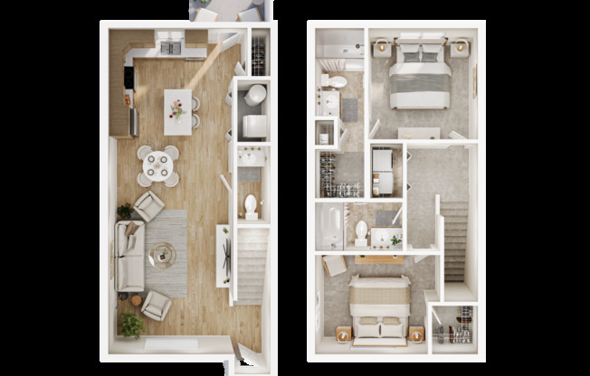 2 beds, 2.5 baths, 1,101 sqft, $1,400, Unit 7920-04