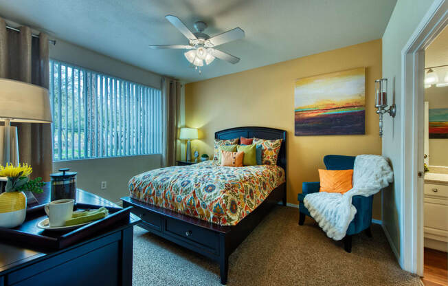 Bedroom With Ceiling Fan at Stonebridge Ranch Apartments, Chandler, AZ, 85225