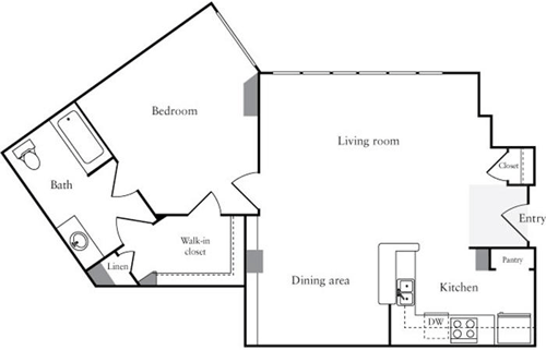 1 bed, 1 bath, 881 sqft, $2,843, Unit P1