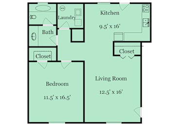 1 bed, 1 bath, 725 sqft, $1,124