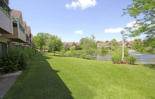 Beautifully Landscaped Grounds at Hampton Lakes Apartments, Michigan