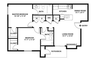 2 beds, 2 baths, 850 sqft, $1,353