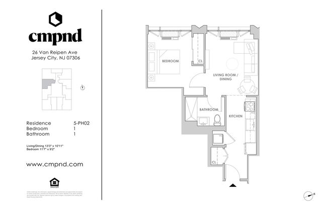 1 bed, 1 bath, 522 sqft, $2,900, Unit 2802