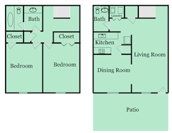 2 beds, 1.5 baths, 1,051 sqft, $1,270