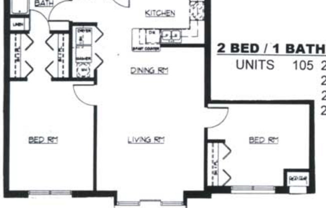 2 beds, 1 bath, 1,020 sqft, $1,800, Unit 6501-308