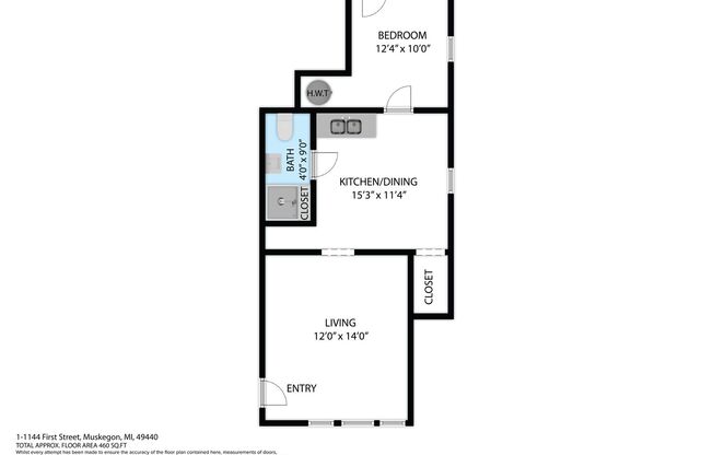 1 bed, 1 bath, $1,000, Unit 2