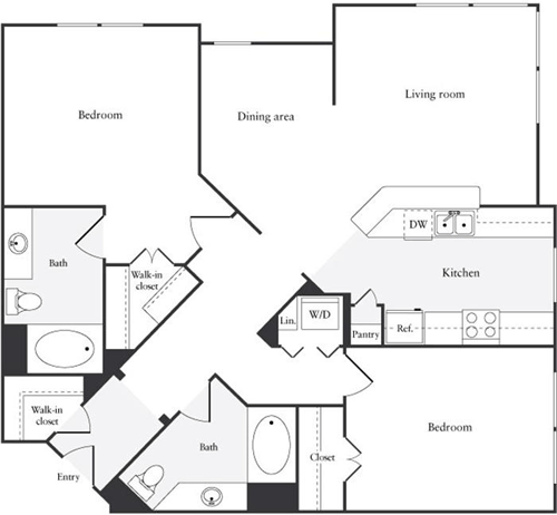 2 beds, 2 baths, 1,266 sqft, $4,192, Unit 4075