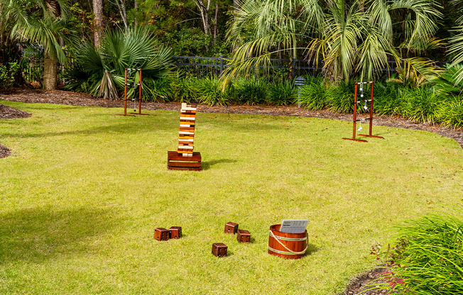 Outdoor game area at The Reserve at Mayfaire Apartments, Wilmington NC