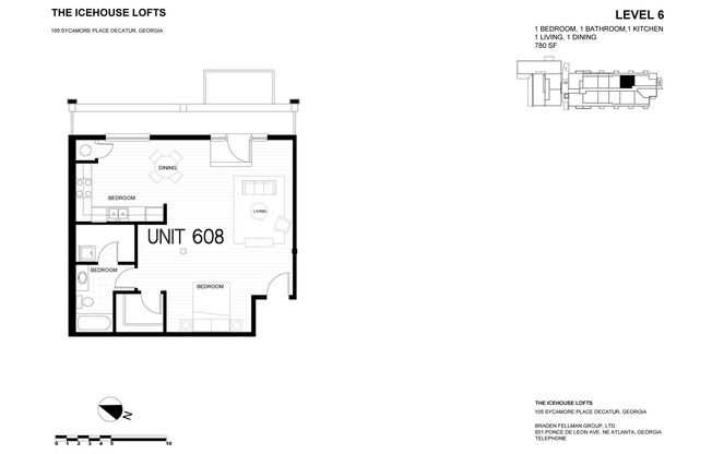 Studio, 1 bath, 780 sqft, $1,675, Unit A-608