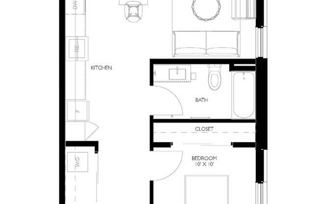 1 bed, 1 bath, 651 sqft, $1,450, Unit 201