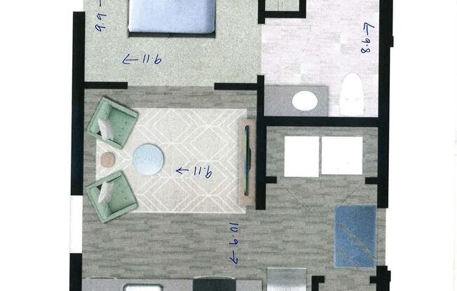 1 bed, 1 bath, 403 sqft, $1,125, Unit 824