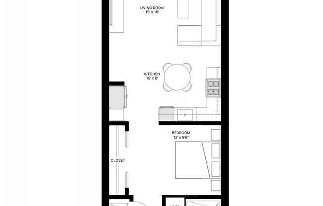 Studio, 1 bath, 646 sqft, $2,850, Unit 213