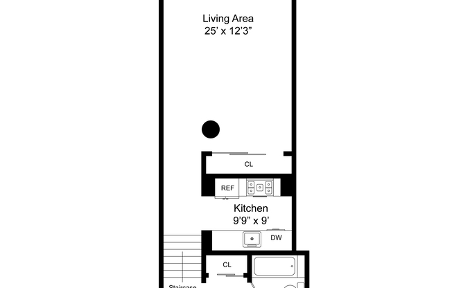 Studio, 1 bath, 553 sqft, $4,000, Unit 2F