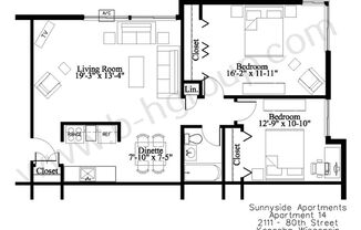 2 beds, 1 bath, 909 sqft, $1,075, Unit 2111-14