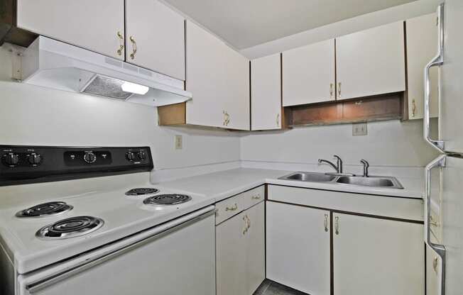 the preserve at ballantyne commons apartment kitchen with stove and sink