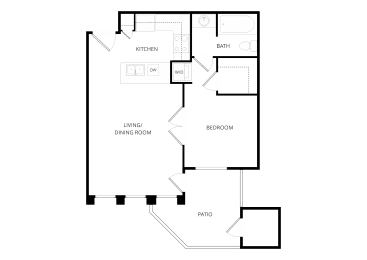 1 bed, 1 bath, 491 sqft, $1,245