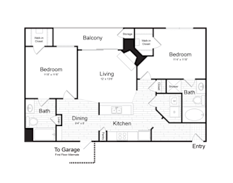 2 beds, 2 baths, 1,001 sqft, $3,534