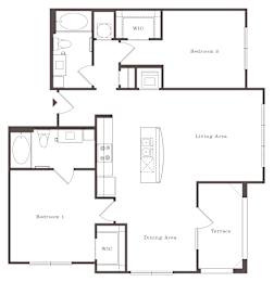 2 beds, 2 baths, 1,102 sqft, $1,457