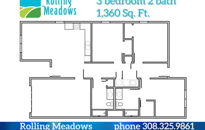 3 beds, 2 baths, 1,360 sqft, $1,350, Unit 21-1109