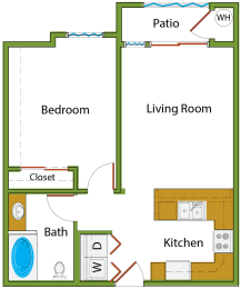 1 Bedroom Floor Plan at Ascend at Red Mountain, Mesa, AZ, 85215