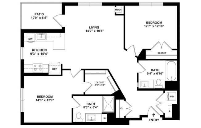 2 beds, 2 baths, 976 sqft, $2,799