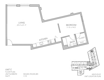 1 bed, 1 bath, 1,115 sqft, $1,250