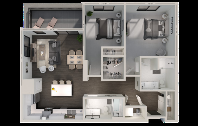 2 beds, 2 baths, 1,209 sqft, $3,650, Unit 736