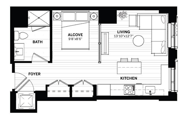 Studio, 1 bath, 525 sqft, $3,900, Unit 721
