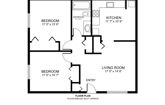 2 beds, 1 bath, 780 sqft, $1,299, Unit 4291-2