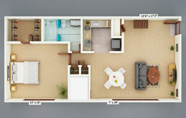 1 bed, 1 bath, 684 sqft, $1,390