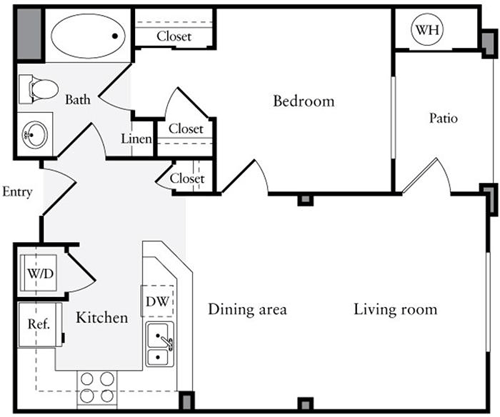 1 bed, 1 bath, 651 sqft, $3,308