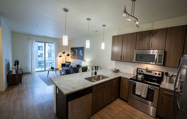 a kitchen with a sink and a counter top