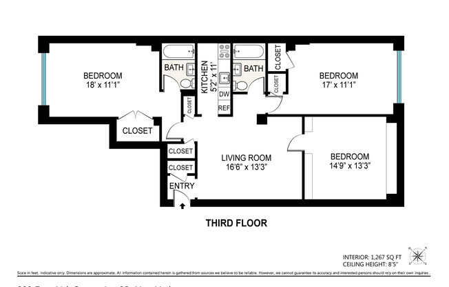 3 beds, 2 baths, 1,250 sqft, $7,500, Unit 3B