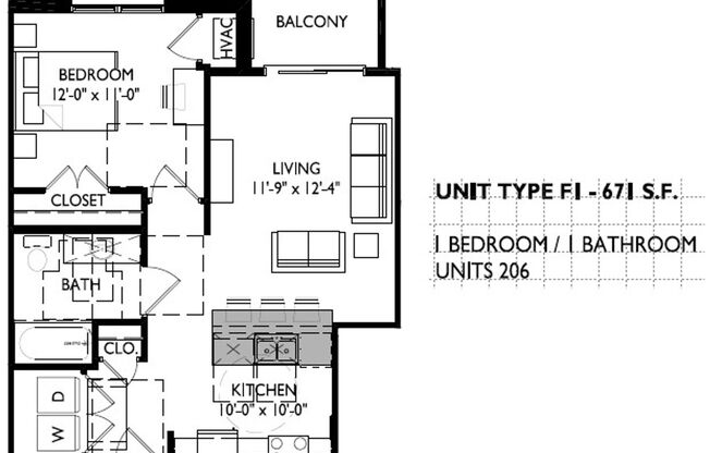 1 bed, 1 bath, 688 sqft, $1,295, Unit 1211-305