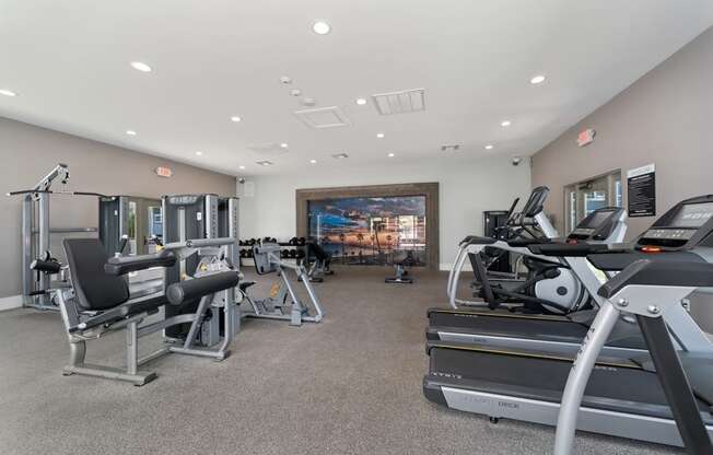 modern gym at Pointe Luxe Apartment Homes, San Diego, CA