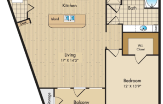 1 bed, 1 bath, 743 sqft, $1,375