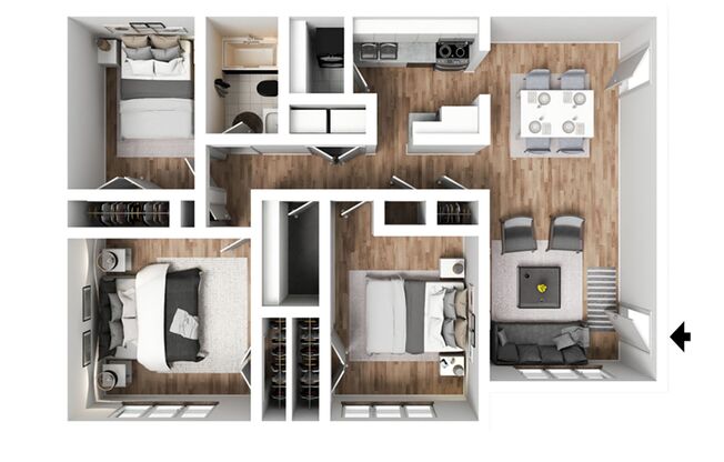 3 beds, 1 bath, 1,050 sqft, $1,775, Unit Unit 019E