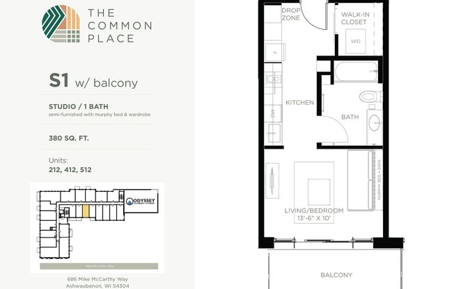 Studio, 1 bath, 380 sqft, $1,295, Unit 214