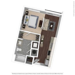 Studio, 1 bath, 480 sqft, $1,300