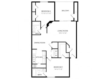2 beds, 2 baths, 1,079 sqft, $1,610